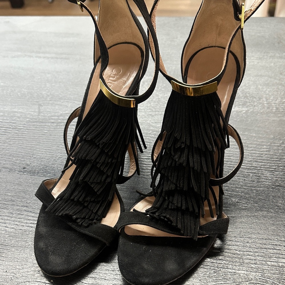 Chloe Black Fringe Sandals